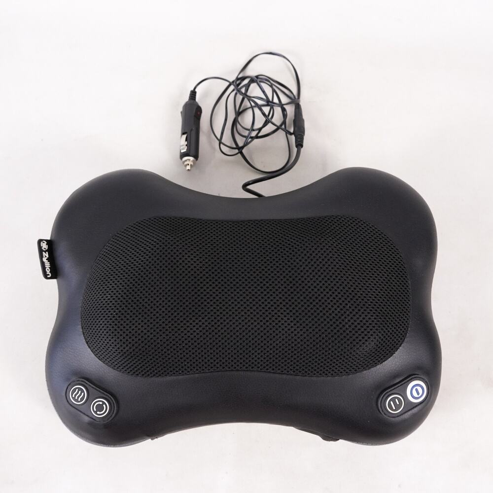 Zyllion Shiatsu Back & Neck Massager Pillow w/ Heat 2 Speed Level Car Plug Only